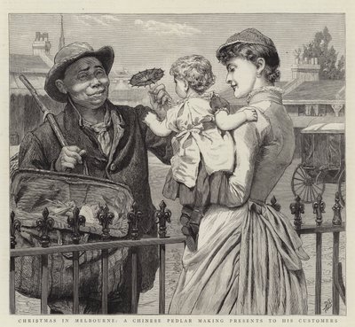 メルボルンのクリスマス、彼の顧客へのプレゼントを作る中国の大聖堂 作： Robert Barnes